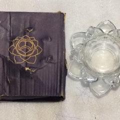 Glass Lotus Flower Tea Light Candle Holder Set